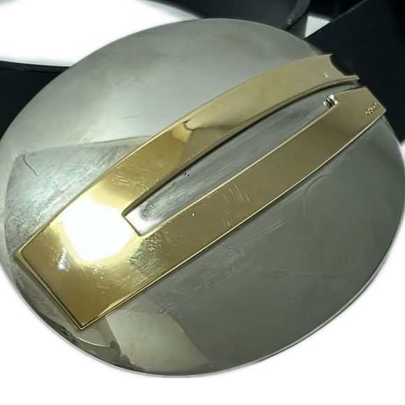 Gucci Belt 80-32 - Black Silver And Gold Leather - Picture 3 of 6